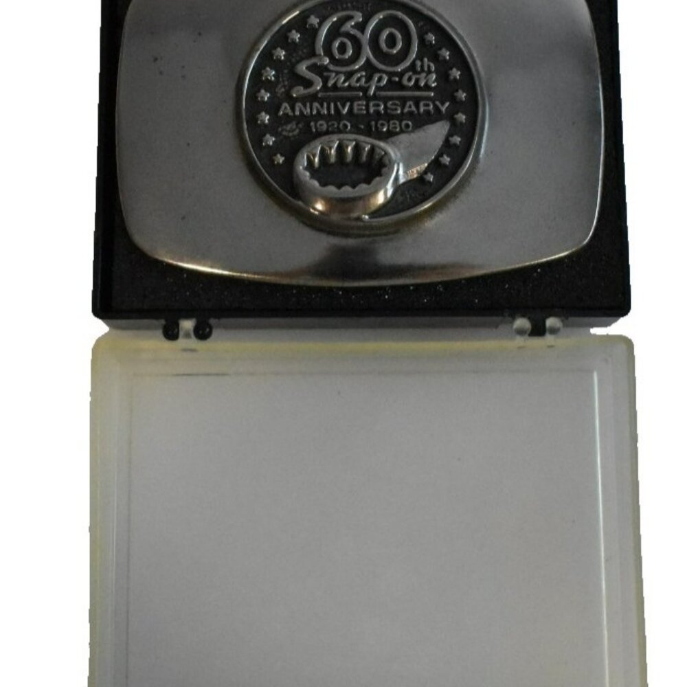 Snap On Tools 60th Anniversary Silver Bronze Belt Buckle BTS SPP483 USA Vintage